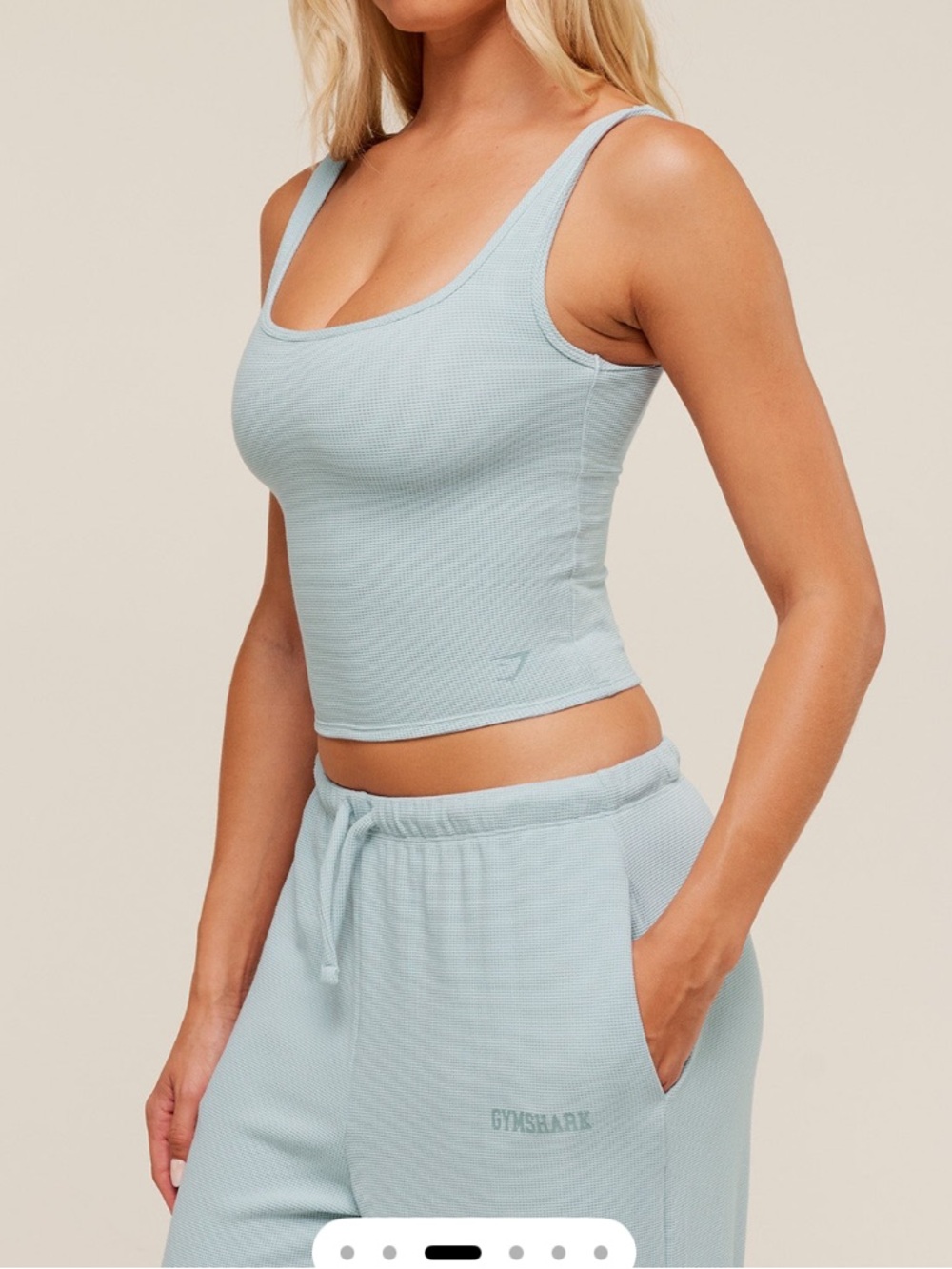 Gymshark Light Blue Waffle Cropped Tank